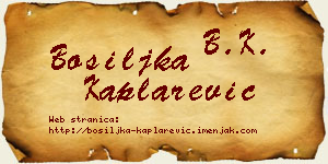 Bosiljka Kaplarević vizit kartica